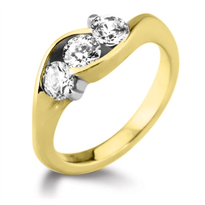 0.3 Ct Lab-Created Round Cut Dustee  3 Stone Ring Diamond Rings in 9K White Gold