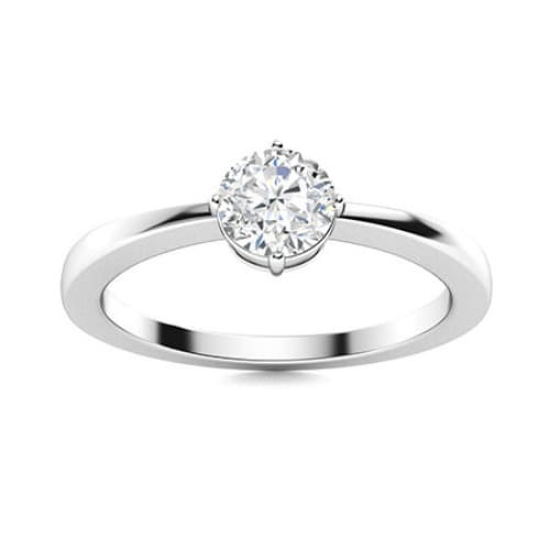 0.2 Ct Natural Round Cut Chermel  Solitaire Diamond Rings in 9K White Gold