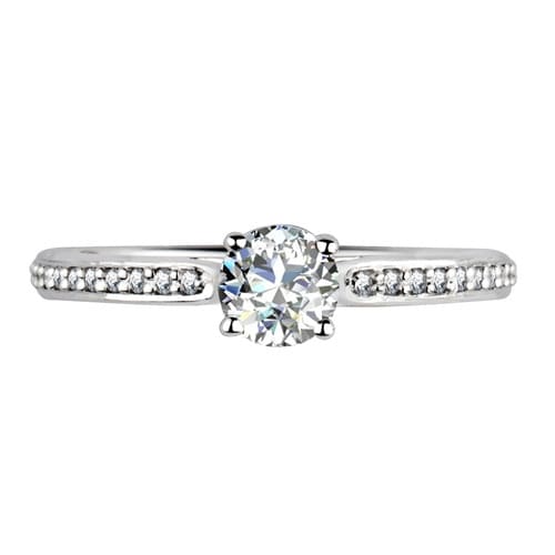 0.5 Ct Lab-Created Diamond Round Cut Clarugge  Side Stone Engagement Rings in Silver 925