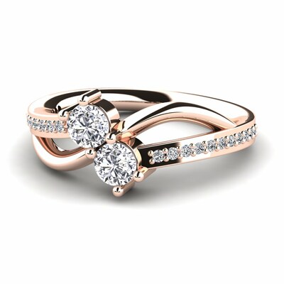 0.5 Ct Lab-Created Round Cut Mayleen Two Stone Diamond Rings in 9K White Gold
