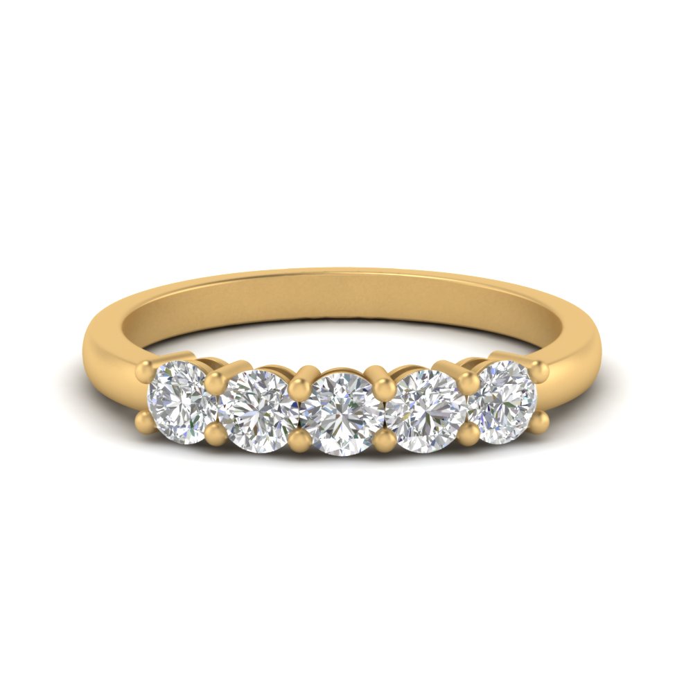 Dawnysia Lab Grown Yellow Gold 4 Prong 5 Stone Diamond Ring
