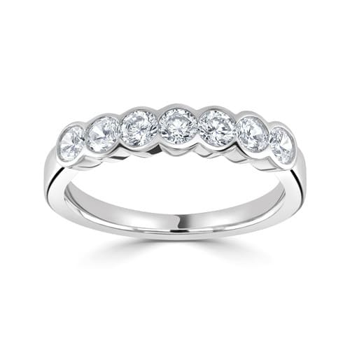 0.3 Ct Lab-Created Round Cut Dorita  7 Stone Ring Diamond Rings in 9K White Gold