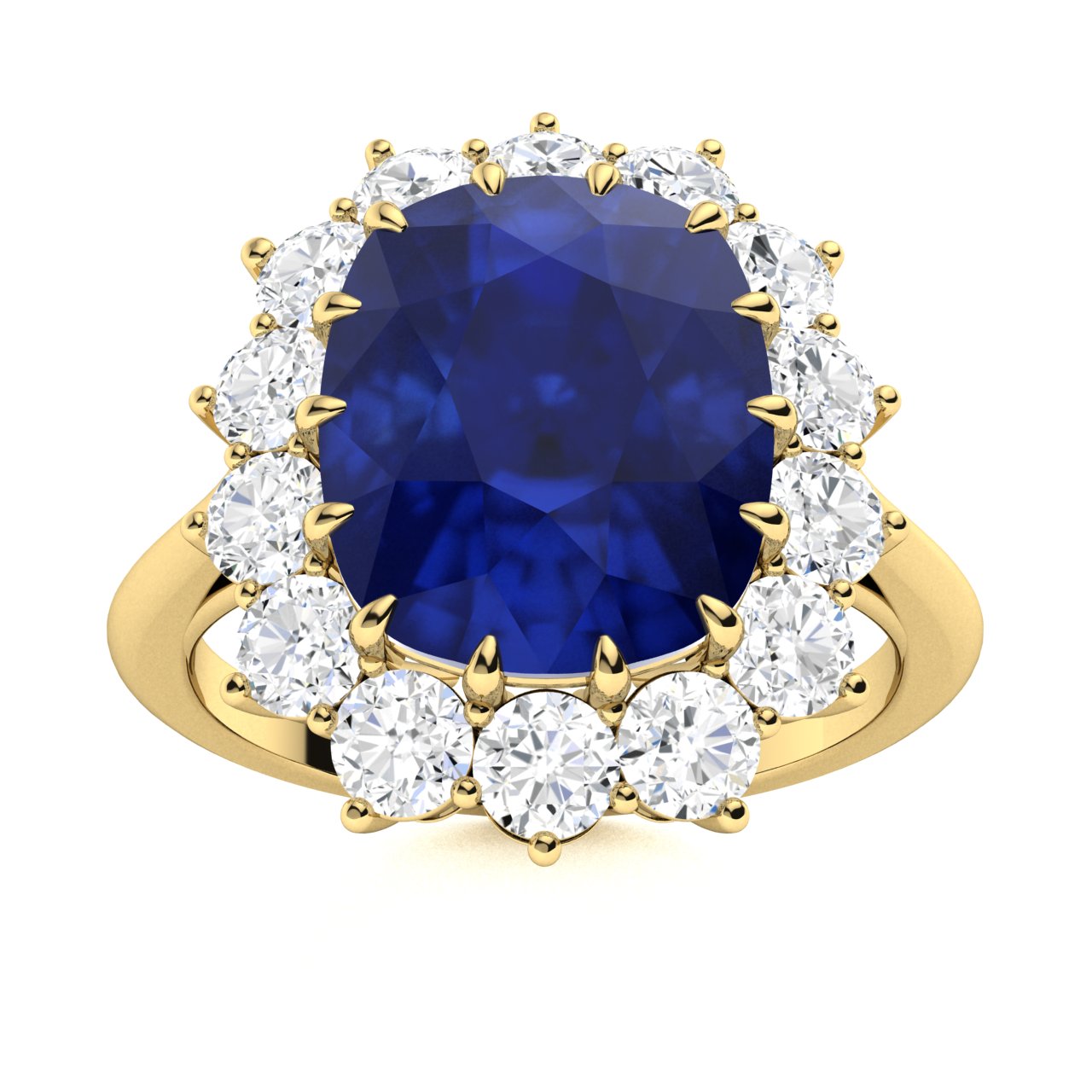 1.5 Ct Blue Sapphire Oval Cut Alyxandria  Diamond Rings in Silver 925