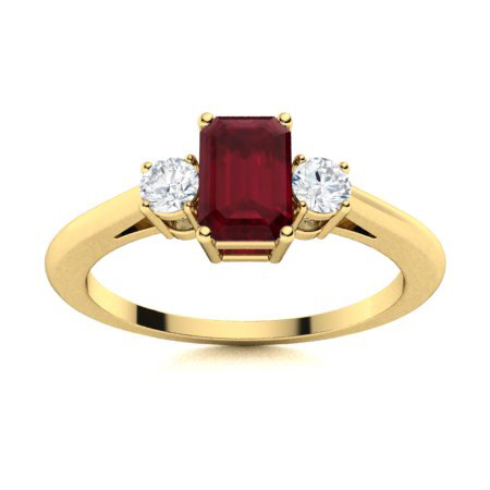 0.5 Ct Natural Ruby Emerald Cut Altessa  Diamond Rings in Silver 925