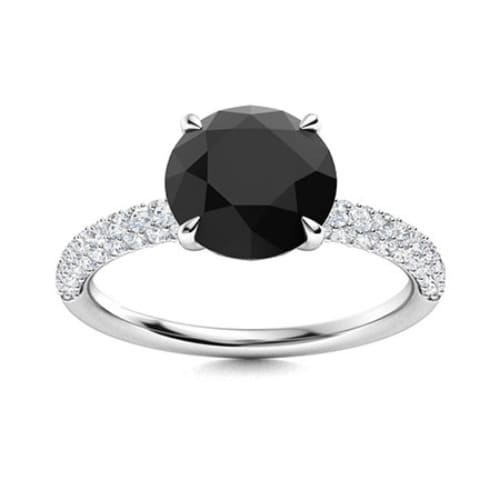 0.5 Ct Round Cut  Aynslee Black Diamond Engagement Rings in Silver 925