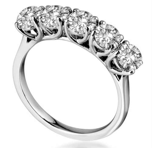0.3 Ct Lab-Created Round Cut Demanda  5 Stone Ring Diamond Rings in 9K White Gold