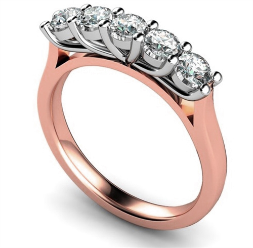 0.5 Ct Lab-Created Round Cut Daylof  5 Stone Ring Diamond Rings in 9K White Gold