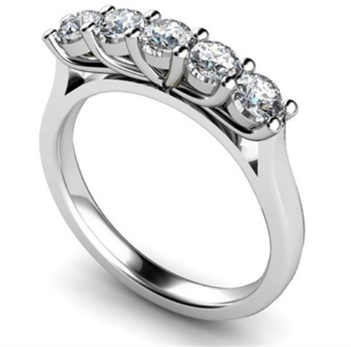 0.5 Ct Lab-Created Round Cut Daylof  5 Stone Ring Diamond Rings in 9K White Gold