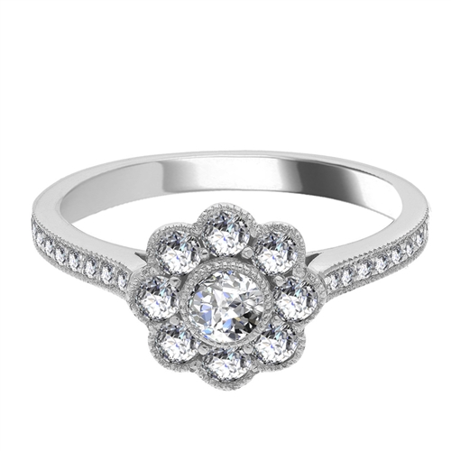 0.1 Ct Natural Round Cut Ermenburg  Everyday Diamond Rings in 9K White Gold