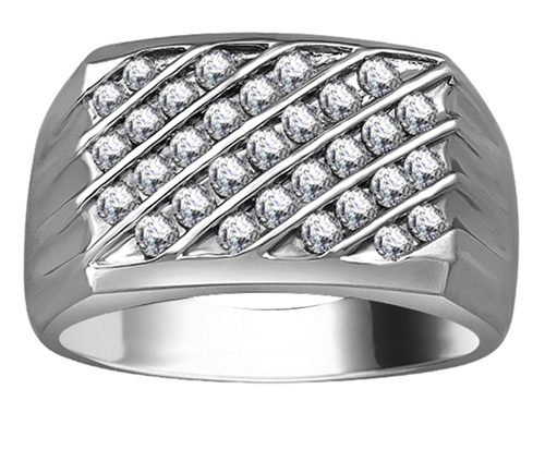 0.5 Ct Lab-Created Round Cut Elena  Mens Diamond Rings in Silver 925