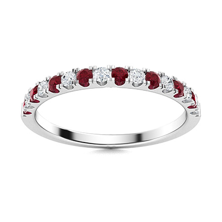 Natural Ruby Round Cut Eoduin  in 9K White Gold