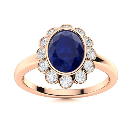Nailani Blue Sapphire Bezel  Engagement Ring