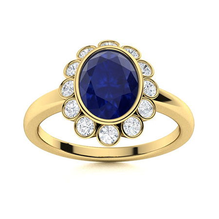 Nailani Blue Sapphire Bezel  Engagement Ring