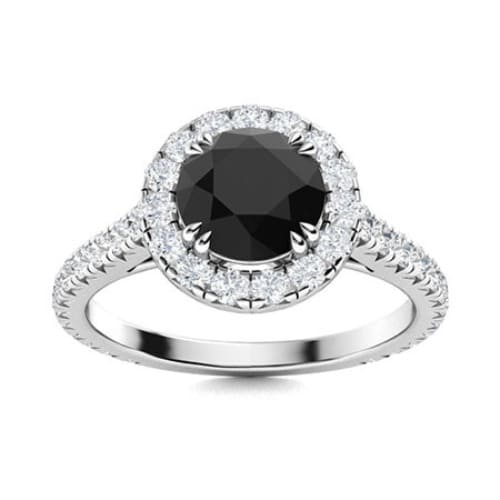 0.5 Ct Round Cut Aloria Black Diamond Engagement Rings in Silver 925
