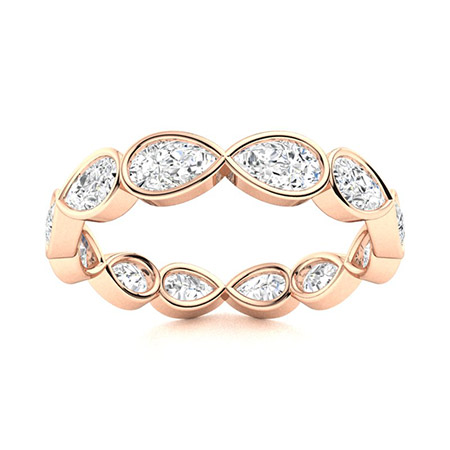 2.2 Ct Lab-Created Pear Cut Ediua  Diamond Rings in 9K White Gold