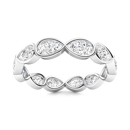 2.2 Ct Lab-Created Pear Cut Ediua  Diamond Rings in 9K White Gold