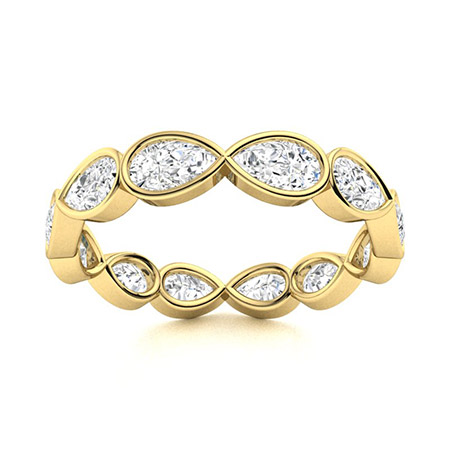 2.2 Ct Lab-Created Pear Cut Ediua  Diamond Rings in 9K White Gold
