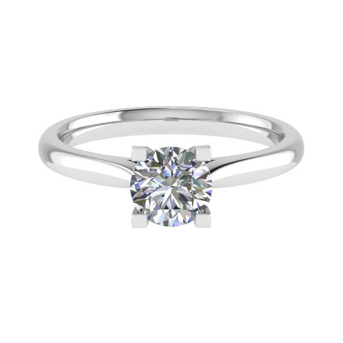 0.2 Ct Natural Round Cut Crystan  Solitaire Diamond Rings in 9K White Gold