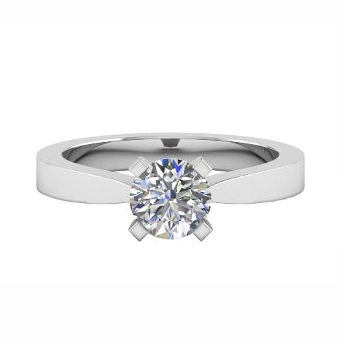 0.2 Ct Natural Round Cut Carna  Solitaire Diamond Rings in 9K White Gold