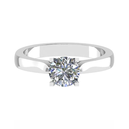 0.2 Ct Natural Round Cut Caroliana  Solitaire Diamond Rings in 9K White Gold