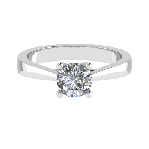 0.2 Ct Natural Round Cut Caty  Solitaire Diamond Rings in 9K White Gold
