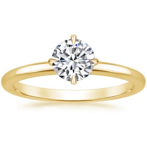 0.2 Ct Natural Round Cut Cari  Solitaire Diamond Rings in 9K Yellow Gold