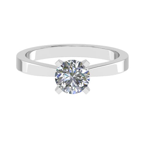 0.2 Ct Lab-Created Round Cut Cecille  Solitaire Diamond Rings in 9K White Gold