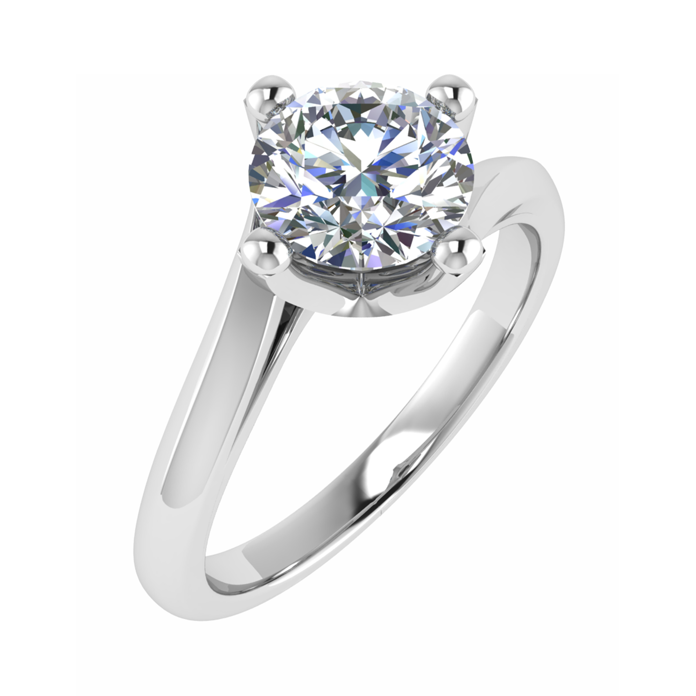 0.2 Ct Lab-Created Round Cut Crysta  Solitaire Diamond Rings in 9K White Gold