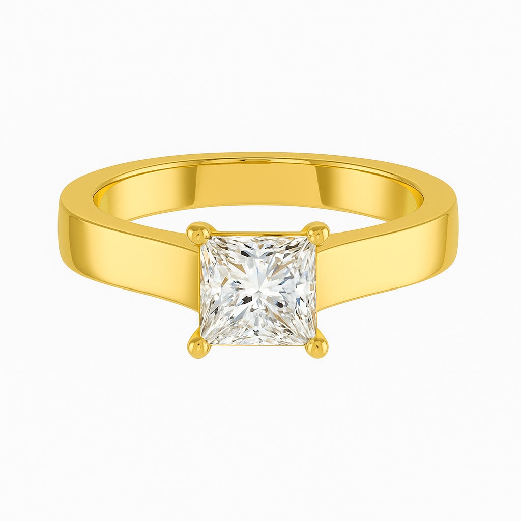 0.2 Ct Lab-Created Diamond Princess Cut Bellina  Classic Solitaire Engagement Rings in 9K White Gold