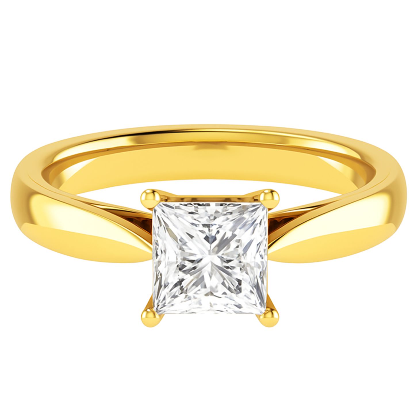0.2 Ct Lab Grown Princess Cut Candis  Solitaire Diamond Rings in Silver 925