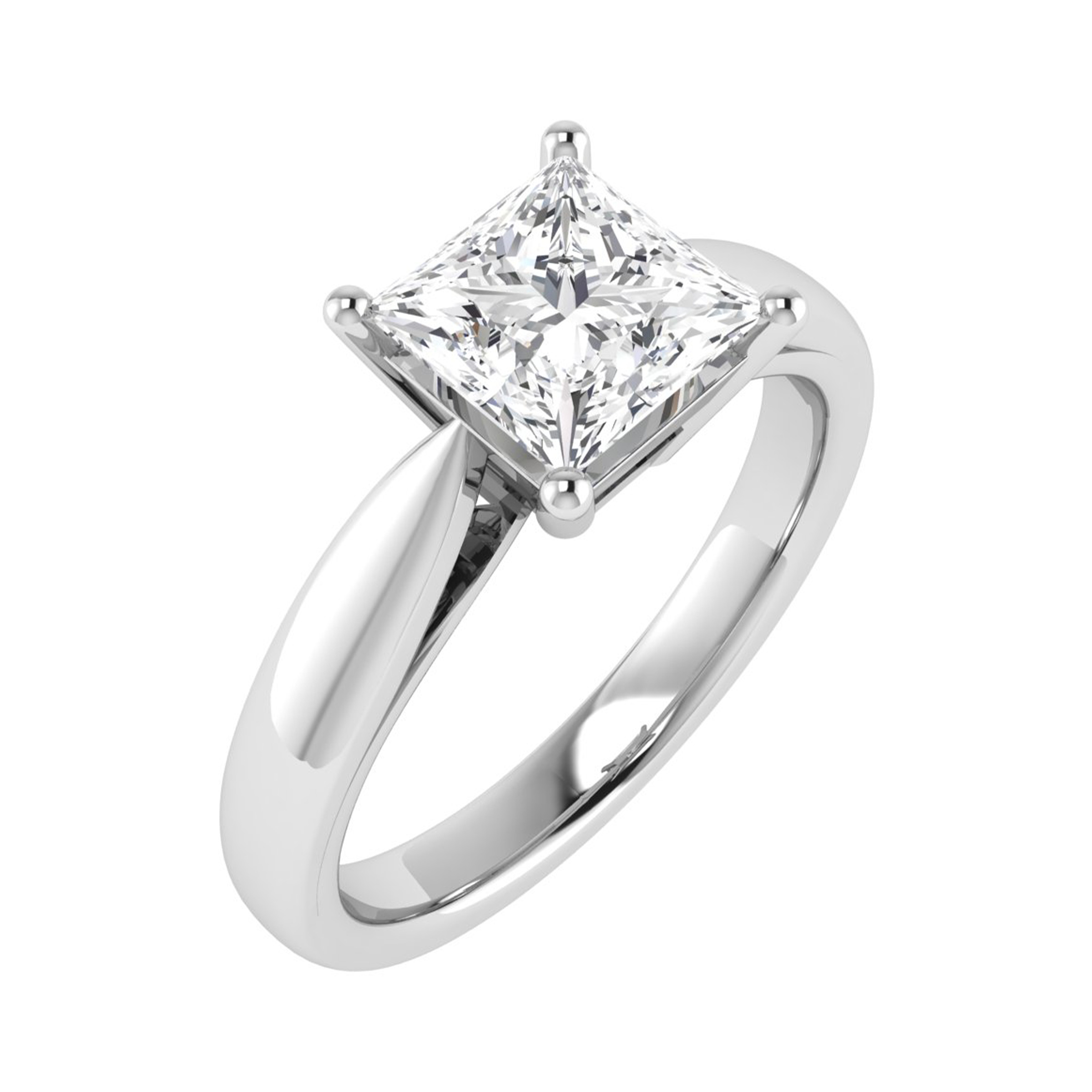 Princess Cut V Setting 4 Claw Solitaire Engagement Ring