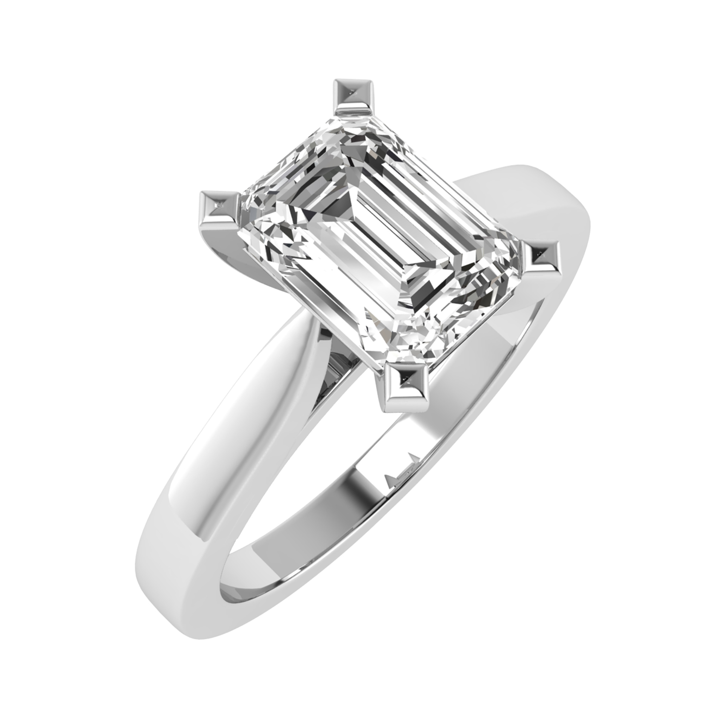 Emerald Cut 4 Claw Solitaire Engagement Ring