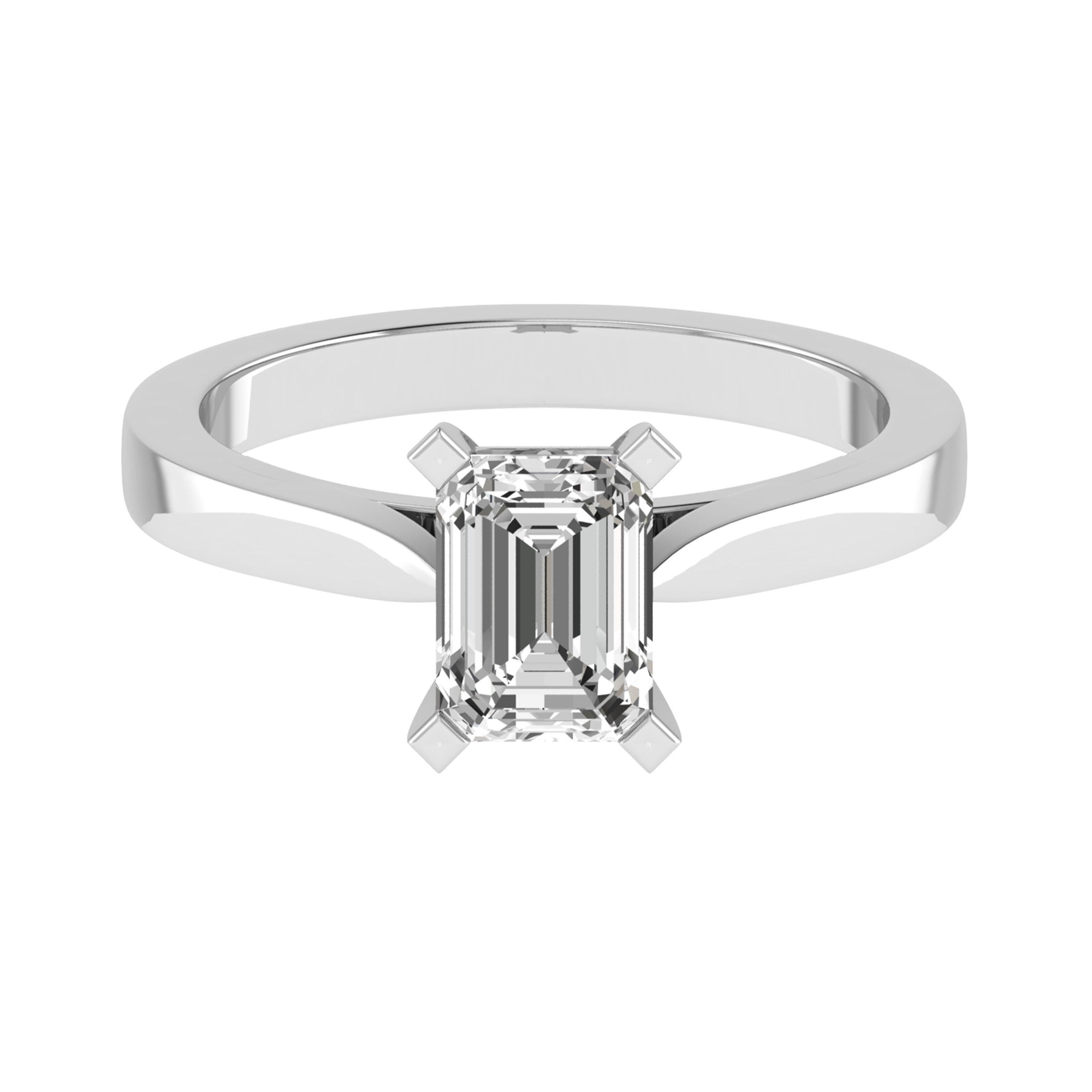 2 Ct Lab-Created Diamond Emerald Cut Dawnita  Classic Solitaire Engagement Rings in Silver 925