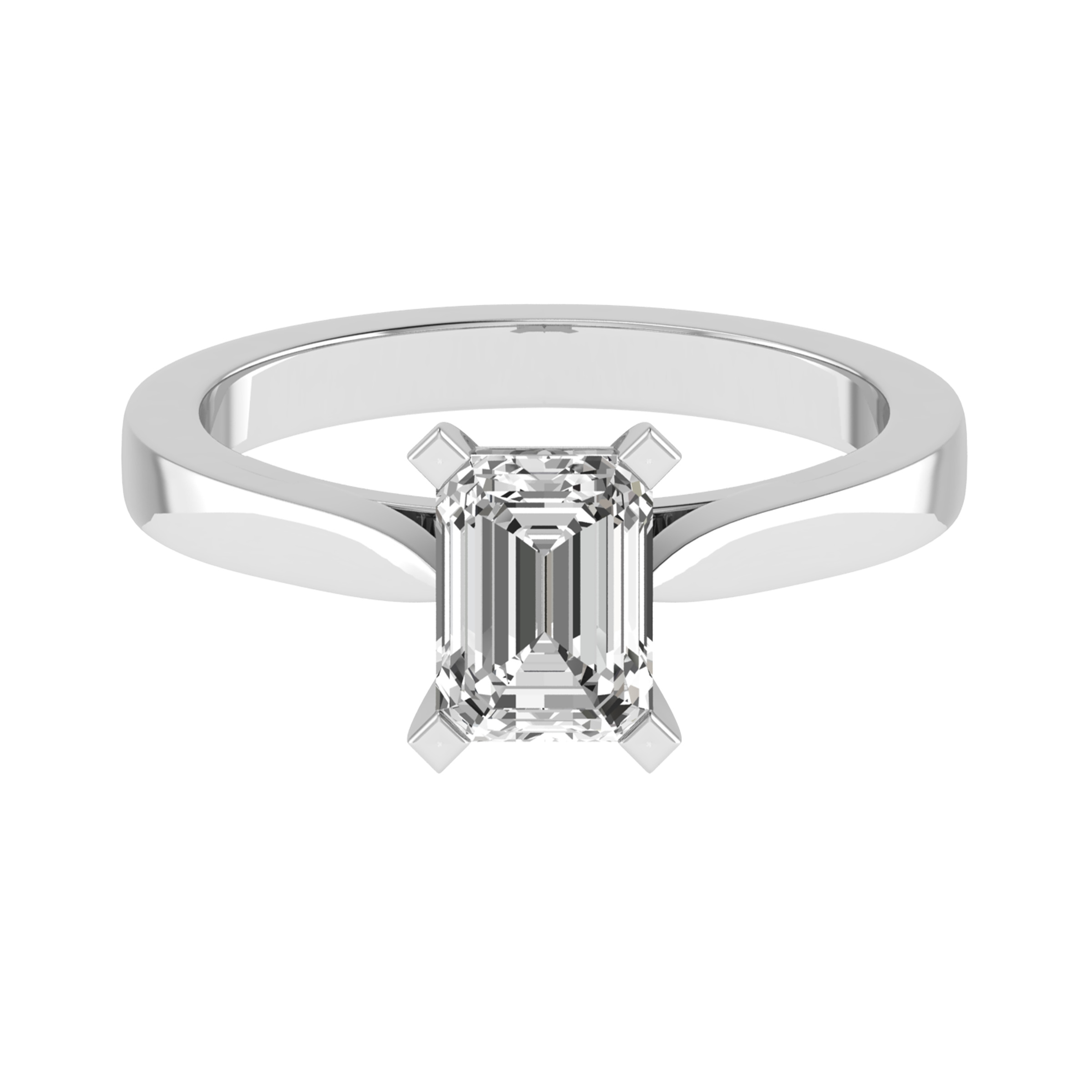 Emerald Cut 4 Claw Solitaire Engagement Ring