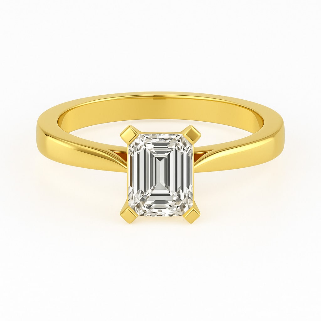 Dawnita Lab Grown Diamond Yellow Gold 4 Prong Classic Solitaire Engagement Ring