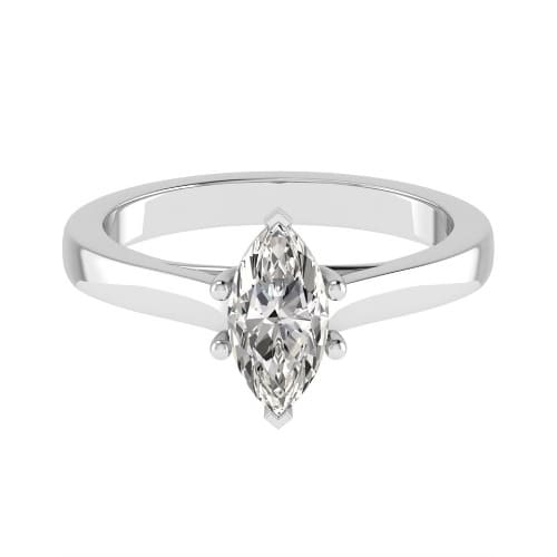0.2 Ct Natural Marquise Cut Cedra  Solitaire Diamond Rings in 9K White Gold