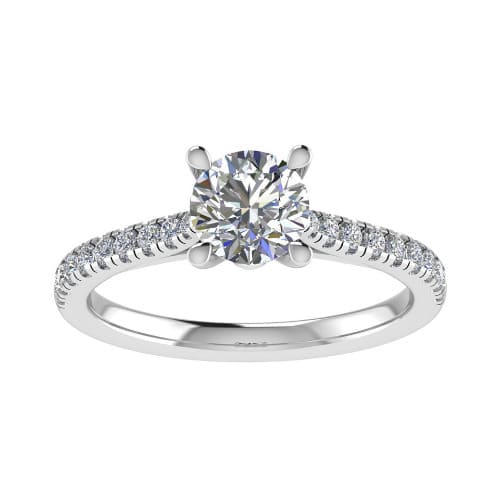 3 Ct Lab-Created Diamond Round Cut Carine  Side Stone Engagement Rings in 9K White Gold