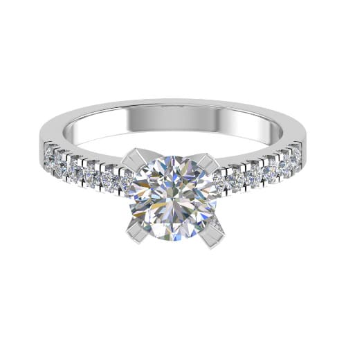 0.2 Ct Lab-Created Diamond Round Cut Chenoa  Side Stone Engagement Rings in 9K White Gold