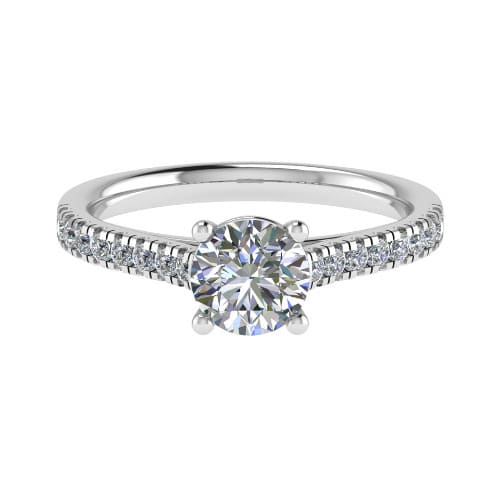 3 Ct Lab-Created Diamond Round Cut Czarina  Side Stone Engagement Rings in 9K White Gold