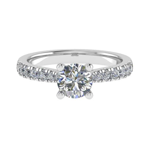 0.2 Ct Lab-Created Diamond Round Cut Candasa  Side Stone Engagement Rings in Silver 925