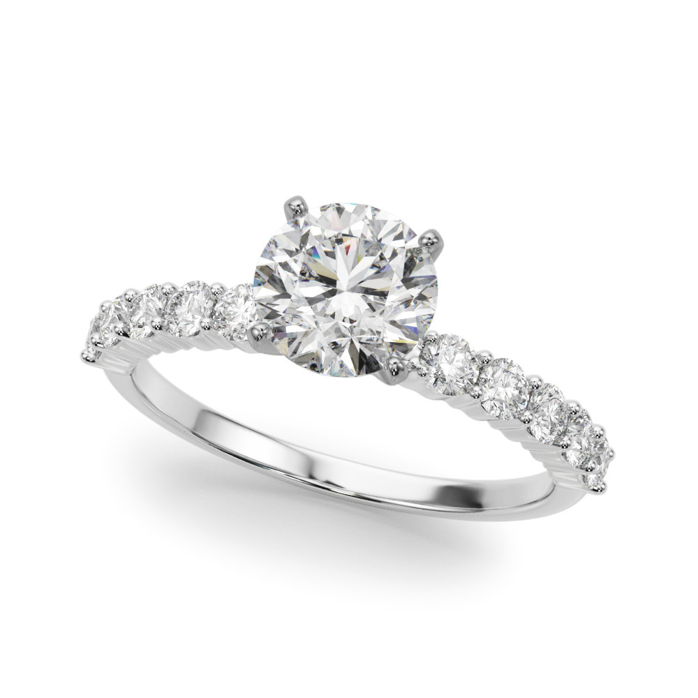 0.2 Ct Lab-Created Diamond Round Cut Caral  Side Stone Engagement Rings in Silver 925