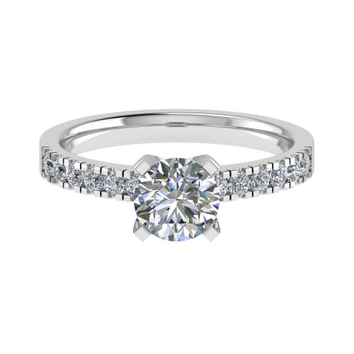 0.2 Ct Lab-Created Diamond Round Cut Caetti  Side Stone Engagement Rings in Silver 925