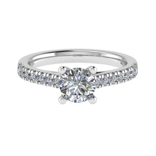 3 Ct Lab-Created Diamond Round Cut Caisie  Side Stone Engagement Rings in 9K White Gold