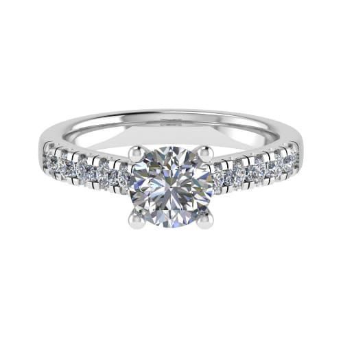 3 Ct Lab-Created Diamond Round Cut Cathwulf  Side Stone Engagement Rings in Silver 925