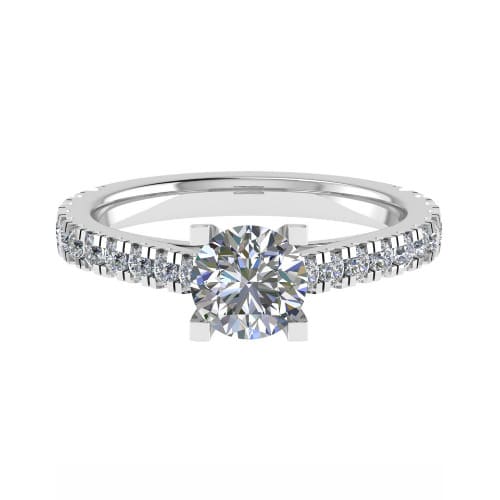 3 Ct Lab-Created Diamond Round Cut Catin  Side Stone Engagement Rings in Silver 925
