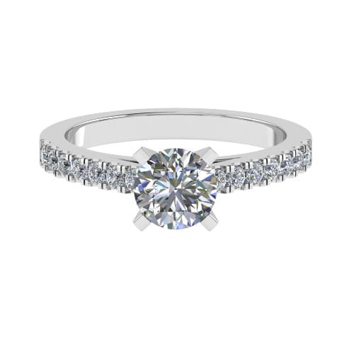 3 Ct Lab-Created Diamond Round Cut Calico  Side Stone Engagement Rings in Silver 925
