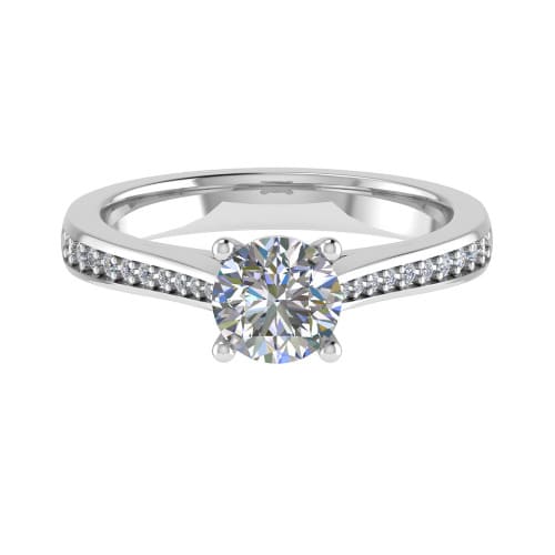 0.2 Ct Lab-Created Diamond Round Cut Dannielle  Side Stone Engagement Rings in Silver 925