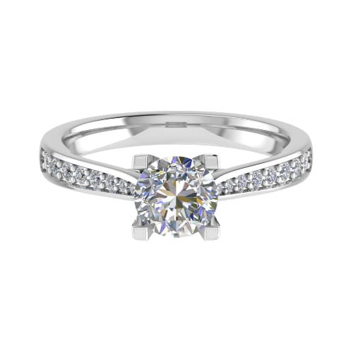 3 Ct Lab-Created Diamond Round Cut Cenedra  Side Stone Engagement Rings in Silver 925