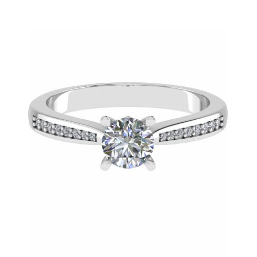 0.2 Ct Lab-Created Diamond Round Cut Careen  Side Stone Engagement Rings in 9K White Gold
