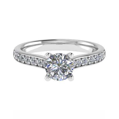 3 Ct Lab-Created Diamond Round Cut Cyleigh  Side Stone Engagement Rings in Silver 925